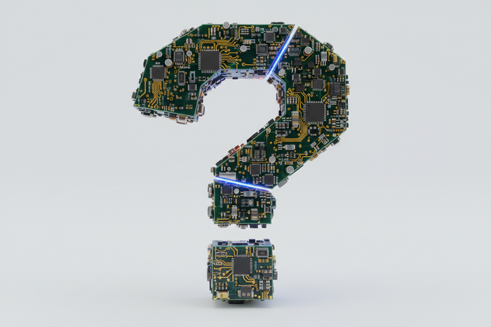 A Question Mark made from circuit boards